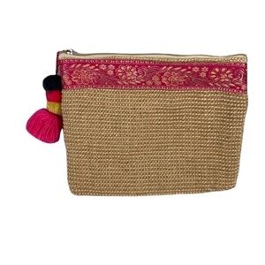 BOHO Pom Pom Straw mini bag